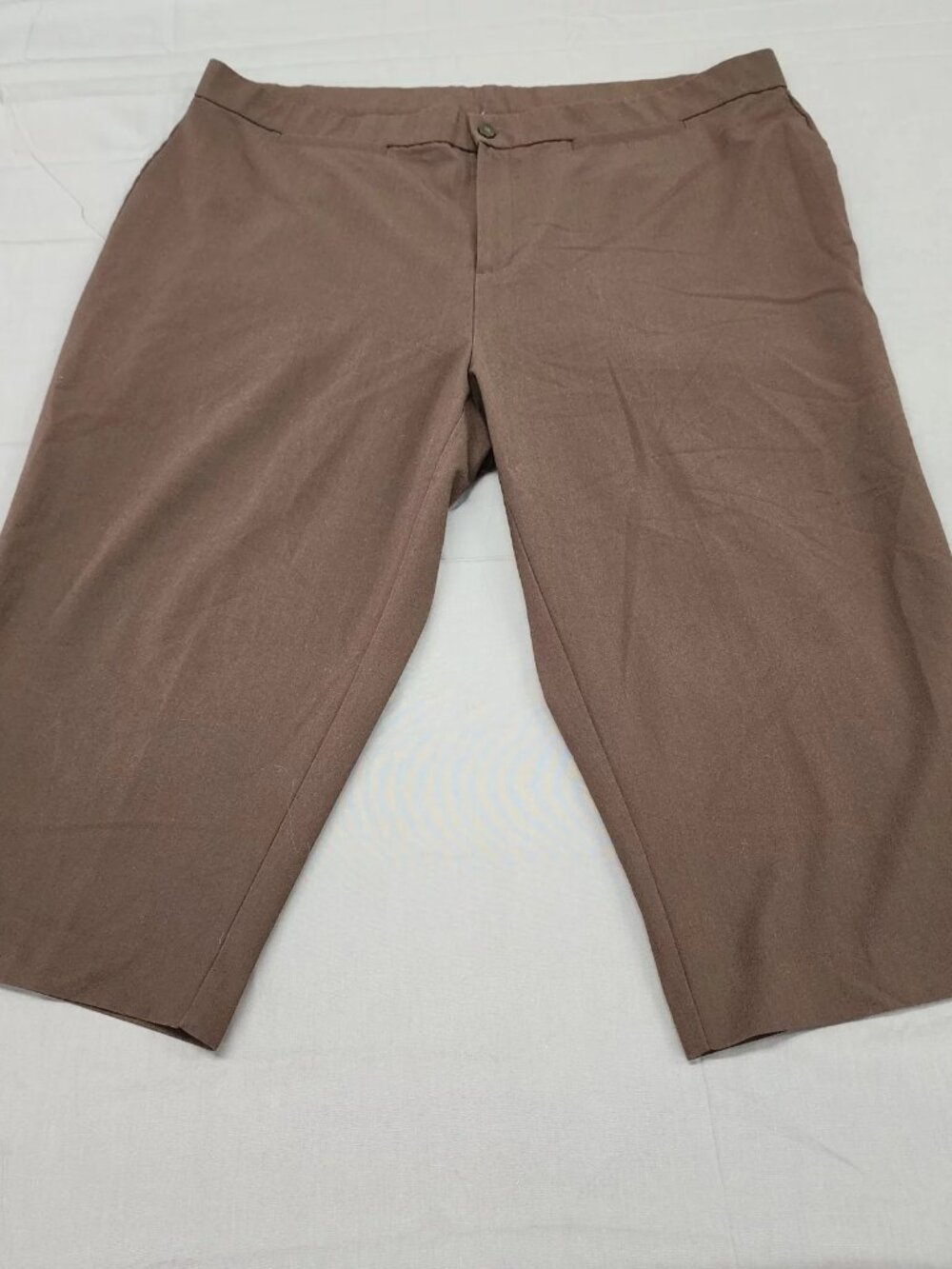 cj banks Womens Plus Size 22W Brown Stretch Capri Pants Flat Front Elastic Back